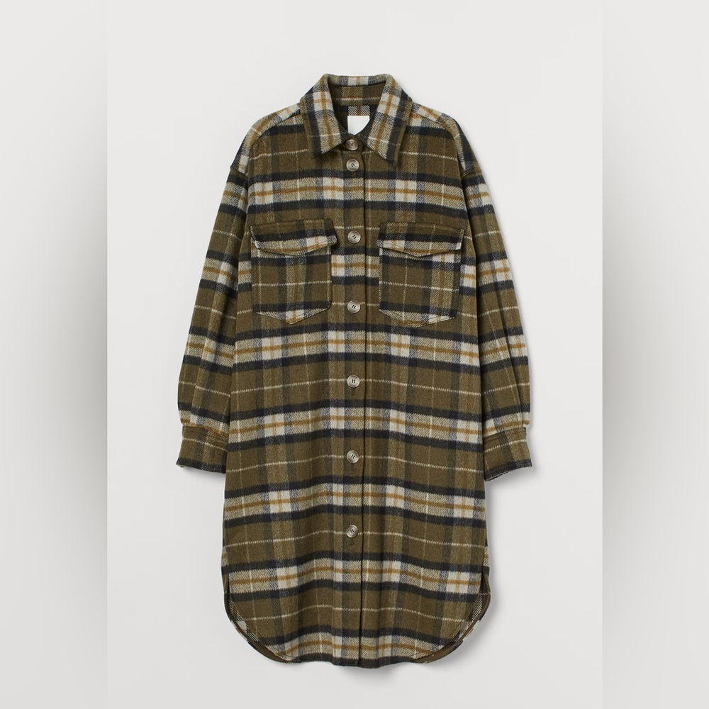 H&M LONG SHIRT FLANNEL JACKET
